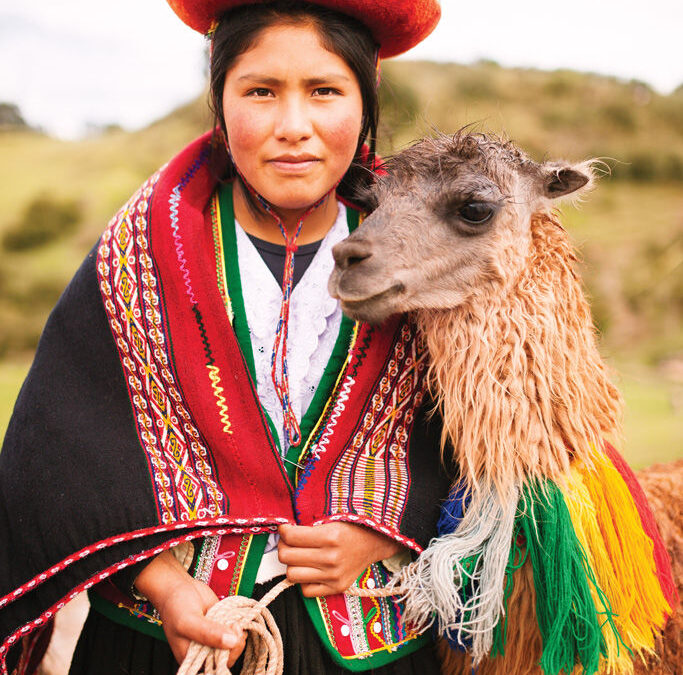 "Peru-Girl and Llama"
